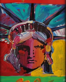 Peter Max b.1937 Statue Liberty Embellished Print