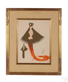 Erte 1892-1990 Gouache Costume Design Painting