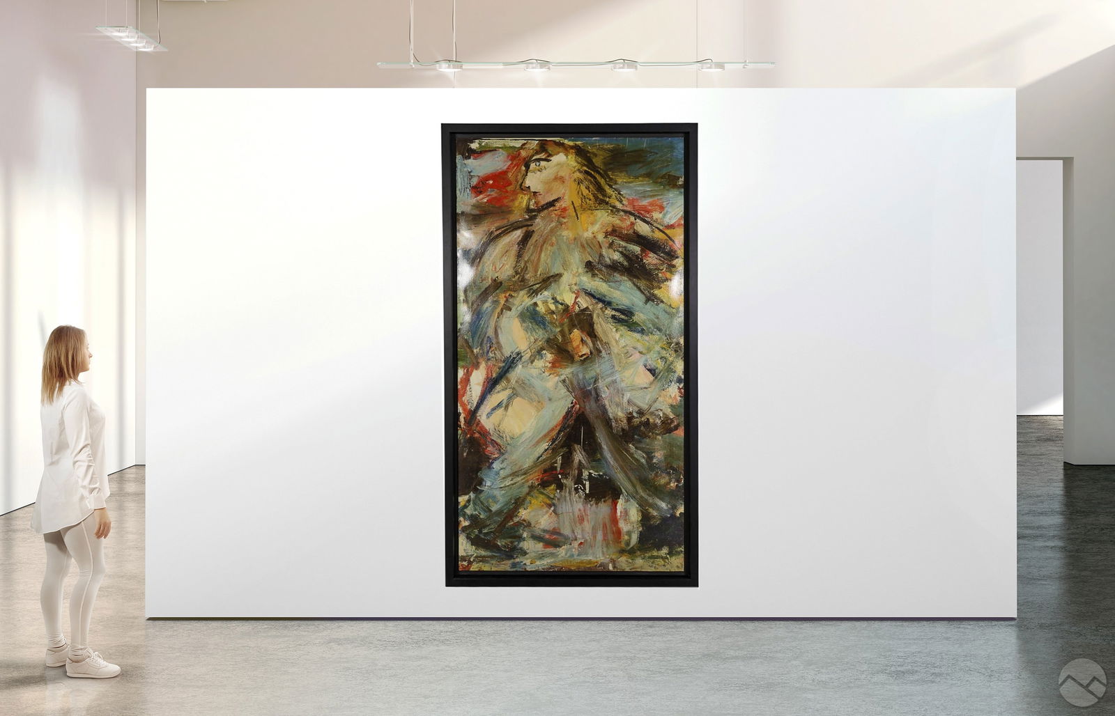 Jamali b.1944 Warrior Woman Female LE Print SIGNED: Jamali (Pakistani American, born 1944), Warrior Woman, 2004. Artist proof color inkjet print on textured stock archival paper depicting a bold, abstracted female figure in earthy tones, red, and gray.