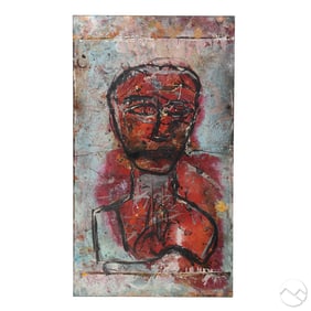 Jamali b.1944 Self Portrait Dispersion Painting