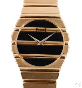 Piaget 18k & Onyx Vintage Mens Quartz Wristwatch