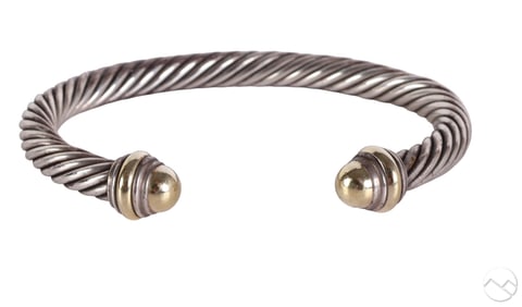 David Yurman Sterling 925 14K Gold Cable Bracelet