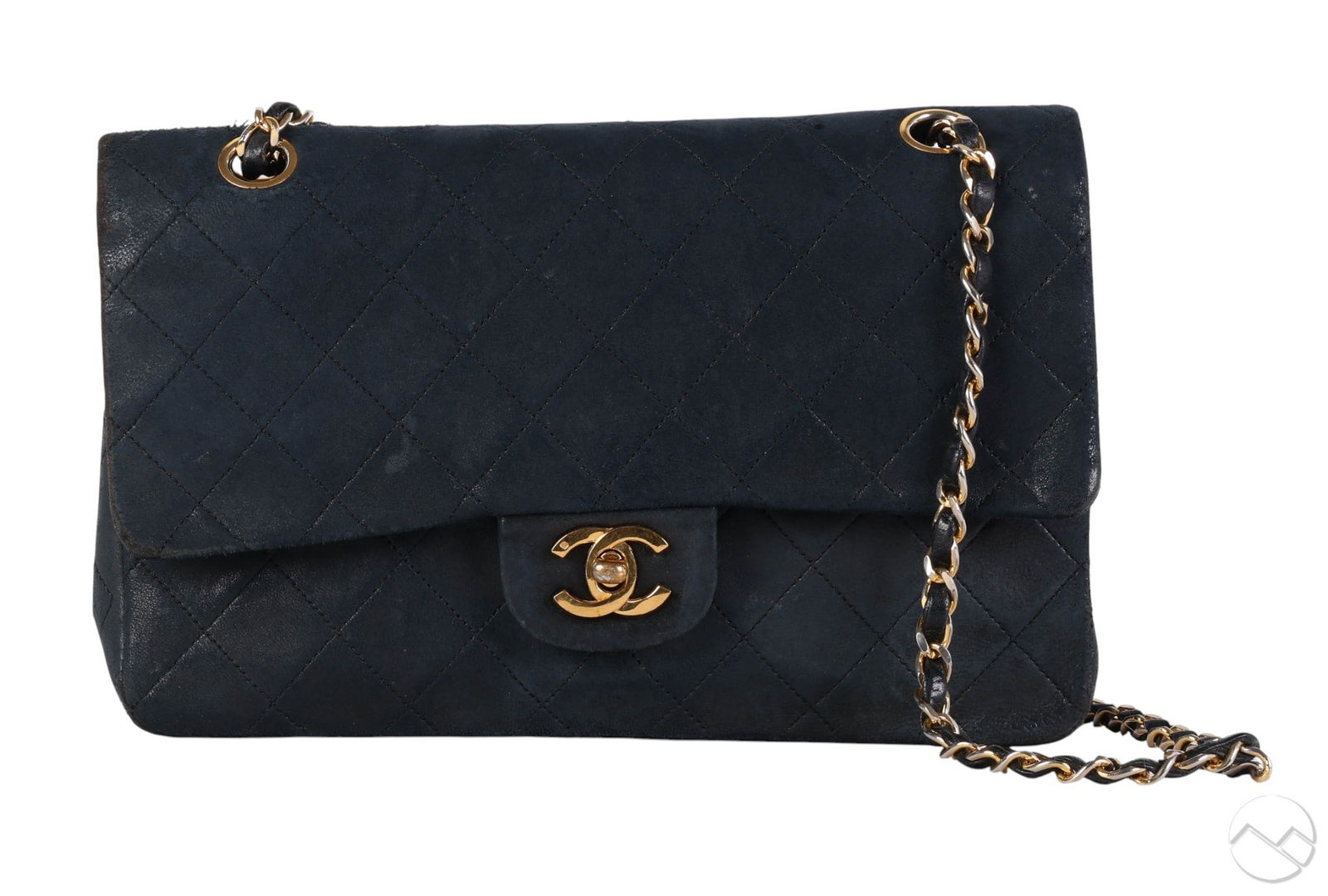 Chanel Classic Quilted Navy Suede Double Flap Bag (1 of 9)