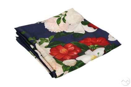 Chanel Designer Vintage Flower Motif Silk Scarf