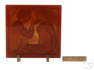 Pierre Roulot Daum Eden Pate de Verre Glass Plaque