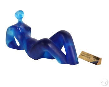 Daum France Femme Allongee Pate De Verre Sculpture