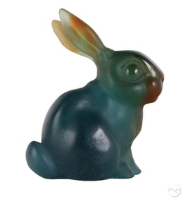 Daum France Pate de Verre Glass Rabbit Sculpture