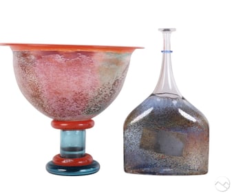 Kosta Boda Studio Art Glass Vase 2pc LOT - SIGNED