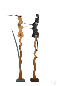 Mark A Wallis b.1955 Abstract 85" Wood Sculptures