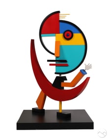Modern Geometric Shapes Face Sculpture SIGNED