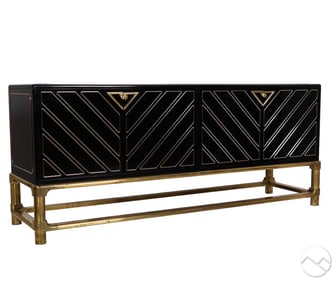 Mastercraft Black Lacquer Brass Credenza Sideboard
