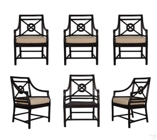 McGuire Style Bamboo Rattan Dining Arm Chairs SET