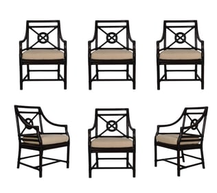 McGuire Style Bamboo Rattan Dining Arm Chairs SET