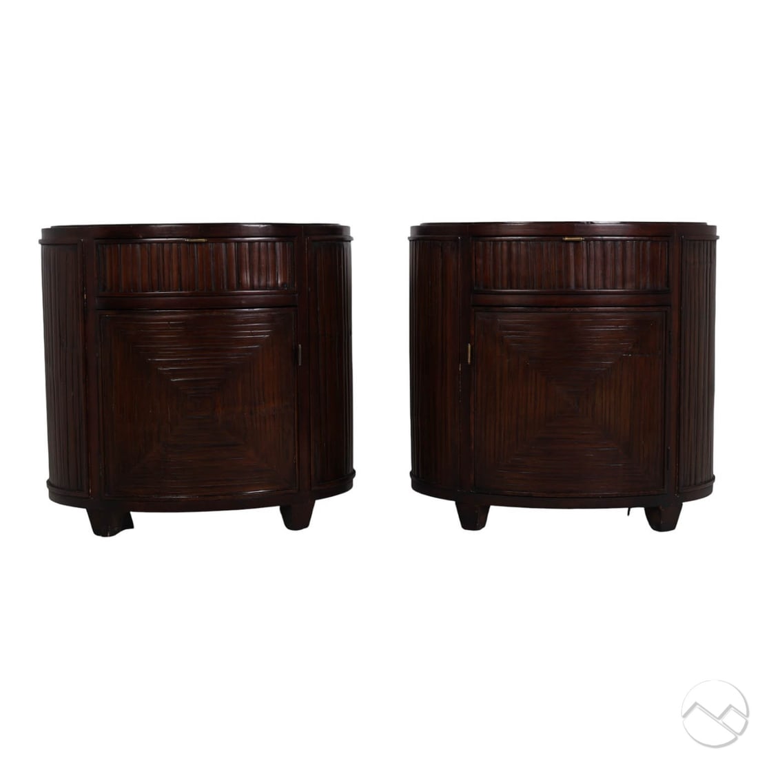 Pair of McGuire Dark Oval Bamboo Veneer Nightstand (1 of 7)