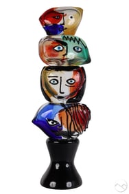 Mario Badioli b.1940 Murano Glass "Picasso" Totem