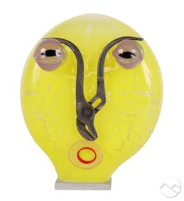 Nick Ruhlman 20C Yellow Art Glass Head Sculpture