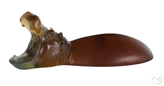 Daum Pate de Verre Art Glass Sub Hippo Sculpture