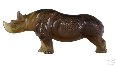 Daum Pate de Verre Rhinoceros Art Glass Sculpture