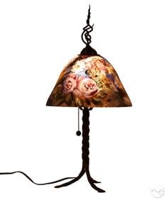 Ulla Darni Painted Glass & Metal Table Lamp SIGNED