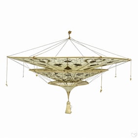 Venetian Painted Silk Fortuny Style Chandelier