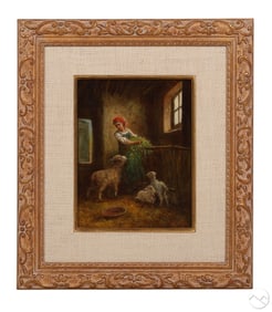 James Crawford Thom 1835-1898 Barn Scene Painting