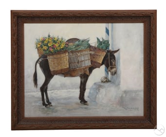 Donkey with Flowers & Vegetable Painting SIGNED
