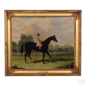 19C Queen of Trumps Racehorse Oil Painting SIGNED