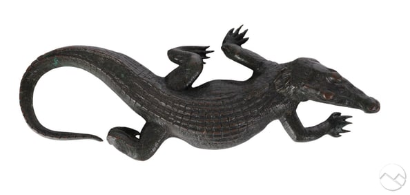 Bronze Alligator Crocodile Caiman Sculpture SIGNED