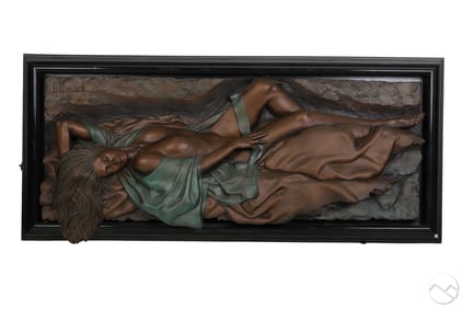 Bill Mack b.1944 Bronze Nude Girl Relief Sculpture