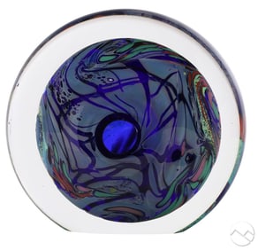 Rollin Karg b.1944 Studio Art Glass Disc Sculpture