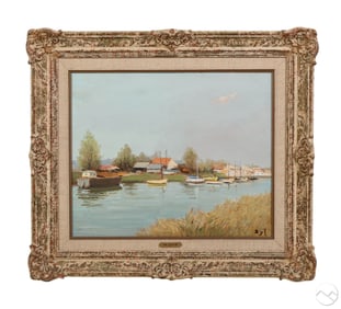 Marcel Dyf 1899-1985 French Canal Scene Painting