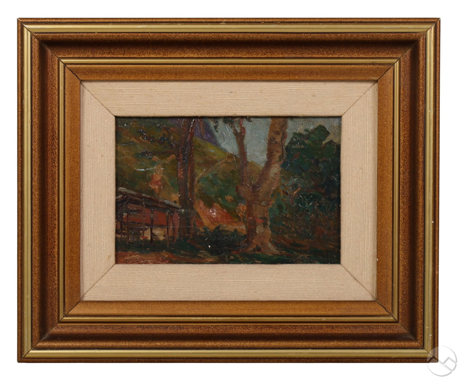 Vicente Leite 1900-1941 Antique Landscape Painting: Vicente Leite (Brazilian, 1900-1941), oil on board landscape depicting a lush forested setting. Executed in an impasto style with an earthy palette. Signed and dated 1927 lower right with an illegible