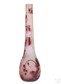 Legras French 26" Serie Rubis Cameo Art Glass Vase