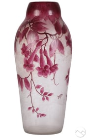 Legras French 19" Serie Rubis Cameo Art Glass Vase