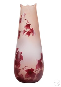 Legras French 17" Serie Rubis Cameo Art Glass Vase