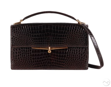 Asprey London Vintage Brown Crocodile Handbag