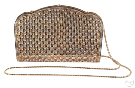 Judith Leiber Gold Silver Rhinestone Evening Bag