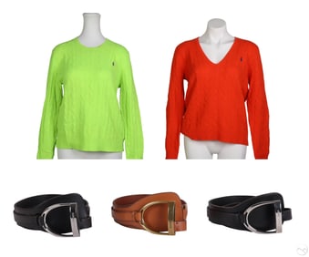Ralph Lauren Cashmere Sweaters Leather Belts LOT