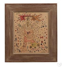 Joseph Winter Watercolor & Ink Outsider Drawing