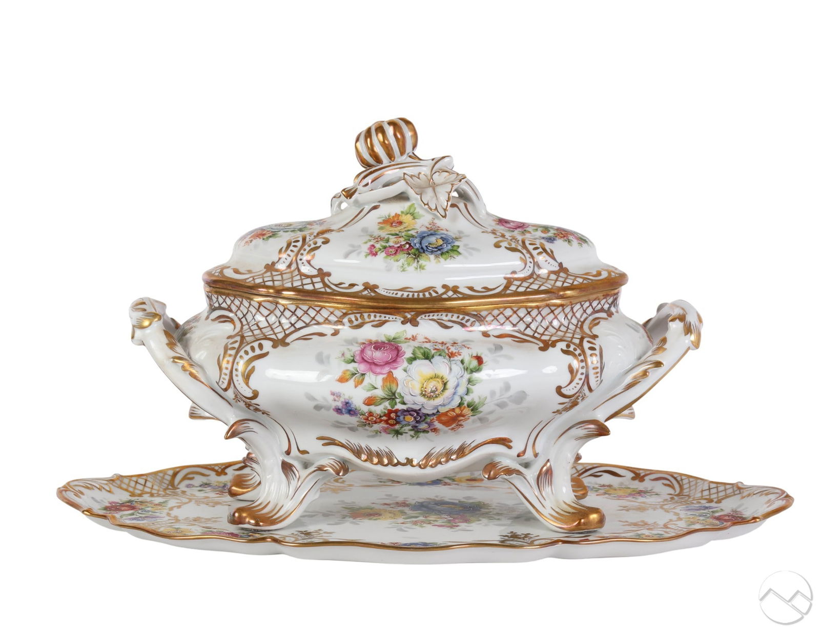 Limoges French Porcelain Floral Oval Tureen w Tray (1 of 7)