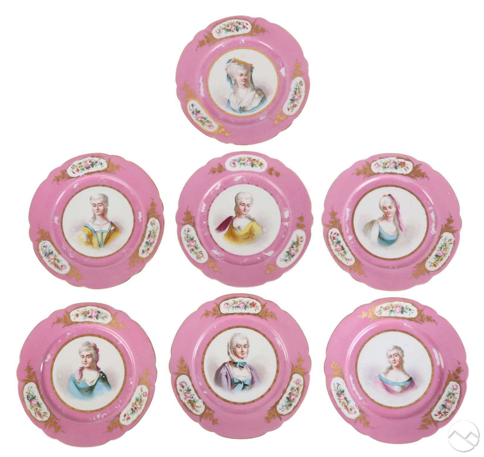 Antique Sevres Painted Porcelain Portrait Plate 7p (1 of 7)