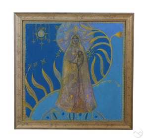 Holy Symbolist Mother & Child Iconography Painting