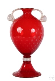 Murano Venetian Urn Shape Amphora Style Glass Vase