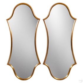 Pair of Hollywood Regency Gilt Hourglass Mirrors