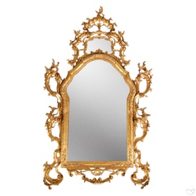 Antique Continental Gold Gilt Rococo Wall Mirror