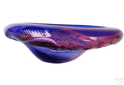 Toby McGee 20/C Studio Art Glass Low Disc Bowl