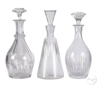 Baccarat French Crystal Liquor Decanters 3pc LOT
