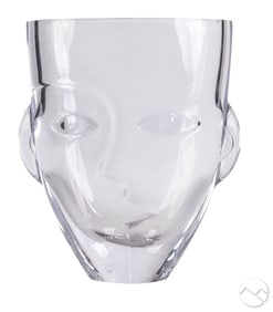 Orrefors Martti Rytkonen Art Glass Face Vase