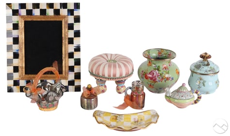 Mackenzie Childs Pottery and Glass 9pc. ESTATE LOT