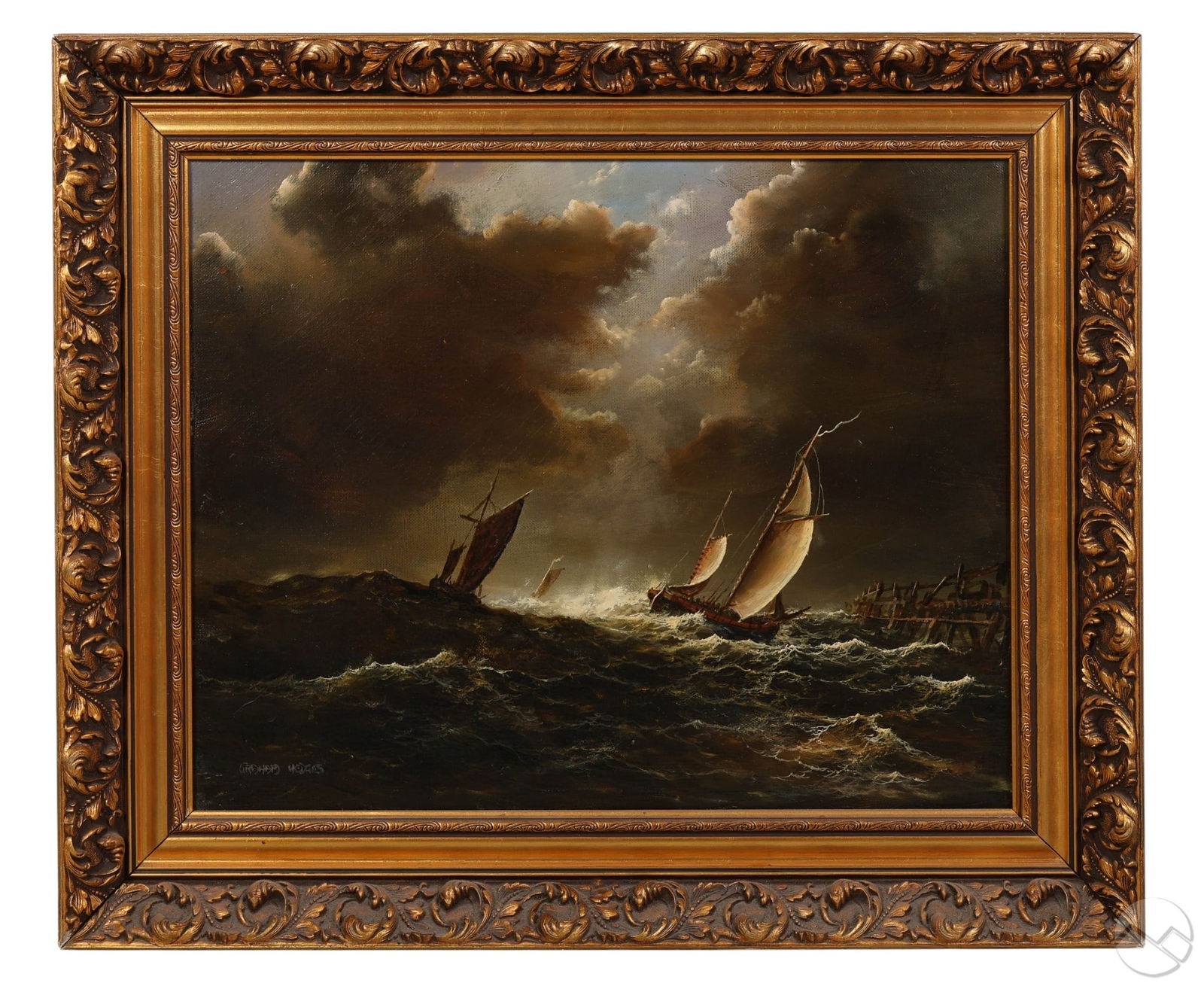 Graham Hedges b.1952 Stormy Seascape Oil Painting (1 of 8)